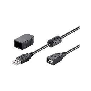 goobay 93284 USB-A 2.0 auf USB A Verlängerungskabel 2m mit Sicherungsclip / USB Typ A Kabel Ferritkern / 480 Mbits Verlängerung / Kupferleiter / Schwarz / 2 Meter