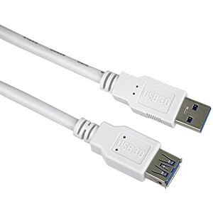 PremiumCord USB 3.0 Verlängerungskabel 5m, Datenkabel SuperSpeed bis zu 5Gbit/S, Ladekabel, USB 3.0 Typ A Buchse auf Stecker, 9Pin, 3X geschirmt, Farbe Weiß, Länge 2m