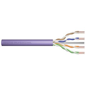 Digitus 100 m Cat 6 Netzwerkkabel U-UTP Simplex BauPVO Eca LSZH Halogenfrei 250 MHz Kupfer AWG 23/1 PoE+ Kompatibel LAN Kabel Verlegekabel Ethernet Kabel Violett