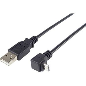 PremiumCord USB Micro USB 90° Verbindungskabel 3m, USB A Stecker auf Micro B Stecker 90° abgewinkelt, USB 2.0 High Speed Datenkabel, 5Pins, AWG28, Farbe schwarz, Länge 3m