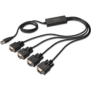 Digitus USB auf 4x Seriell Adapter RS232 Konverter USB 2.0 Typ-A zu 4x DSUB 9M FTDI Chipsatz 1.5m Anschlusskabel