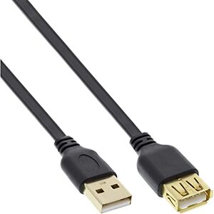 InLine 34610F USB 2.0 Flachkabel Verlängerung, A Stecker / Buchse, schwarz, Kontakte gold, 1m