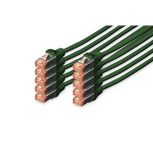 Digitus LAN Kabel Cat 6 5m 10 Stück RJ45 Netzwerkkabel S/FTP Geschirmt Kompatibel zu Cat 6A & Cat 7 Grün