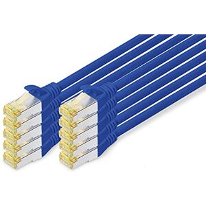 Digitus LAN Kabel Cat 6A 3m 10 Stück RJ45 Netzwerkkabel S/FTP Geschirmt Kompatibel zu Cat-6 & Cat-7 Blau