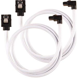 Corsair Premium Sleeved SATA 3 Kabel gewinkelt / gerade (6Gbps, 60 cm 90°) Weiß