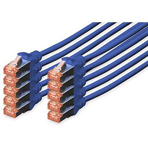 Digitus LAN Kabel Cat 6 0,5m 10 Stück RJ45 Netzwerkkabel S/FTP Geschirmt Kompatibel zu Cat 6A & Cat 7 Blau