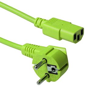 ACT Kaltgerätekabel 1.8m, C13 Kabel, PC Stromkabel, CEE 7/7 auf C13 3 Pin – Schutzkontakt gewinkelt AK5138 Grün