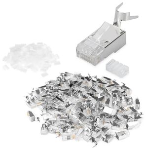 Digitus AK-219604 – Cat 6A Crimpstecker – 100 Stück – RJ45 Netzwerkstecker Geschirmt – Für Cat6A Netzwerkkabel, Verlegekabel & PoE Ethernet LAN Kabel – 10GBase-T – 8P8C – AWG 23/1 bis AWG 22/1