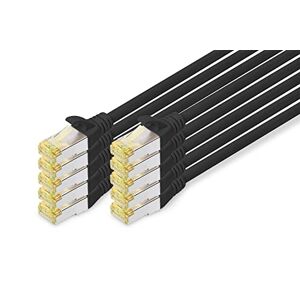 Digitus LAN Kabel Cat 6A 0,5m 10 Stück RJ45 Netzwerkkabel S/FTP Geschirmt Kompatibel zu Cat-6 & Cat-7 Schwarz
