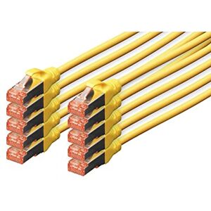 Digitus LAN Kabel Cat 6 0,5m 10 Stück RJ45 Netzwerkkabel S/FTP Geschirmt Kompatibel zu Cat 6A & Cat 7 Gelb