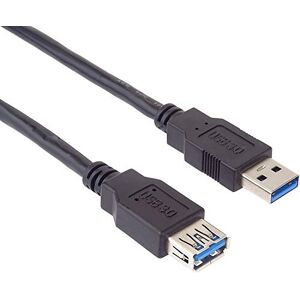 PremiumCord USB 3.0 Verlängerungskabel 3m, Datenkabel SuperSpeed bis zu 5Gbit/s, Ladekabel, USB 3.0 Typ A Buchse auf Stecker, 9pin, 3x geschirmt, Farbe schwarz, Länge 3m
