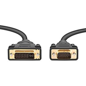 PremiumCord DVI-I zu VGA Verbindungskabel 2m, DVI-I VGA (15 Polig), Stecker auf Stecker, Kabel für PC (Analog)/ DVI-I Geräten, Farbe schwarz