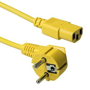 ACT Kaltgerätekabel 1.8m, C13 Kabel, PC Stromkabel, CEE 7/7 auf C13 3 Pin – Schutzkontakt gewinkelt AK5142 Gelb