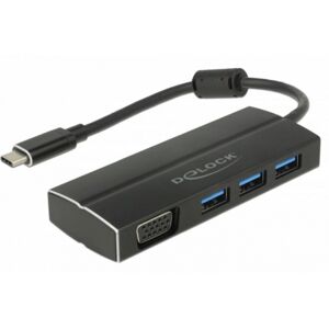 DeLock 63932 - USB 3.1 Gen 1 Adapter USB Type-C zu 3 x USB 3.0 Typ-A Hub + 1 x VGA (DP Alt Mode)