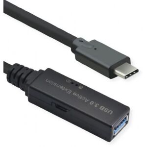 Roline USB 3.2 Gen 1 Aktives Repeater Kabel, Typ A - C, schwarz, 20 m