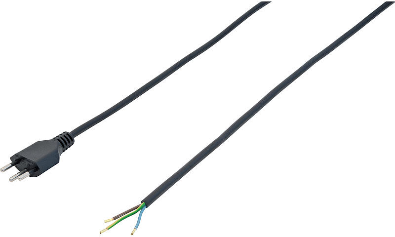 MAX HAURI AG Netzkabel Stromanschlusskabel GD 3x 1mm schwarz 3 Meter Swiss T12