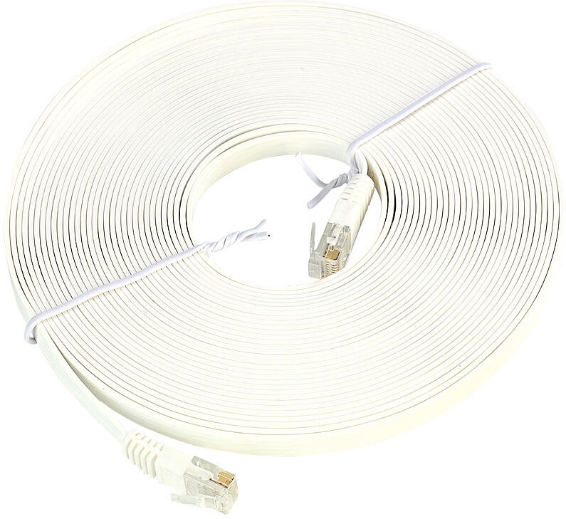 Fibrionic Network Solutions Netzwerk-Kabel Cat5e flach, weiß, 10m