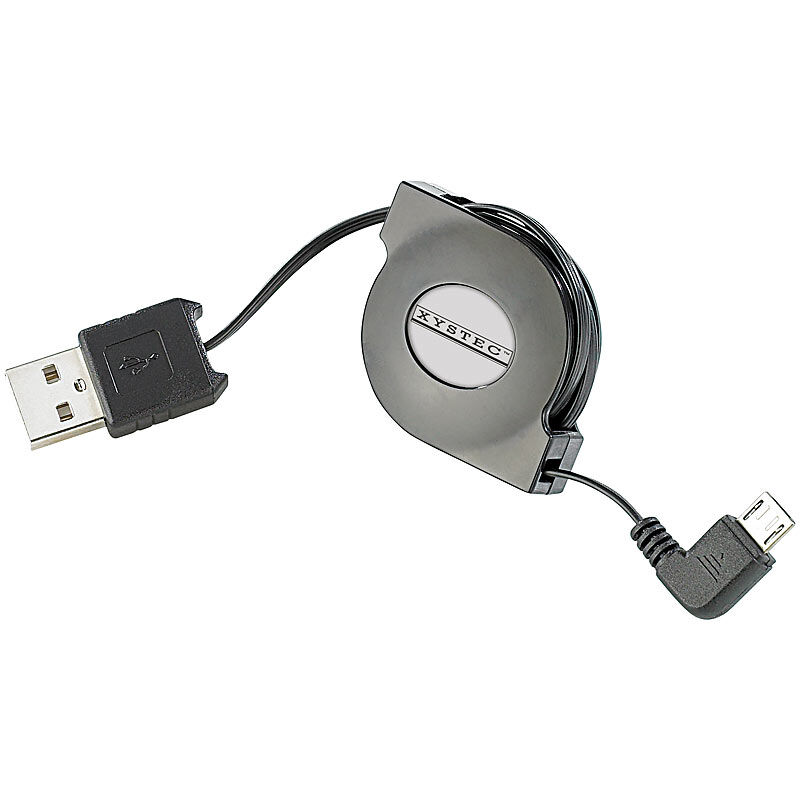 Xystec USB-2.0-Adapterkabel Typ A auf Micro-USB 80 cm mit Kabeltrommel