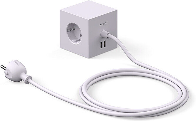 AVOLT Würfelsteckdose mit USB Square1 grau   SQ1-F-USB-G