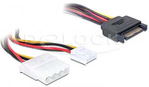 DeLock 65227 - Kabel Y-Power SATA Stecker 15pin > 4pin Molex Buchse + 3.5 Floppy