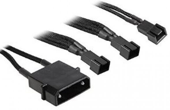 BitFenix Molex zu 3x 3-Pin 7V Adapter 20cm - sleeved black/black