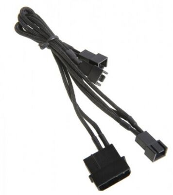 BitFenix Molex zu 3x 3-Pin Adapter 20cm - sleeved black/black