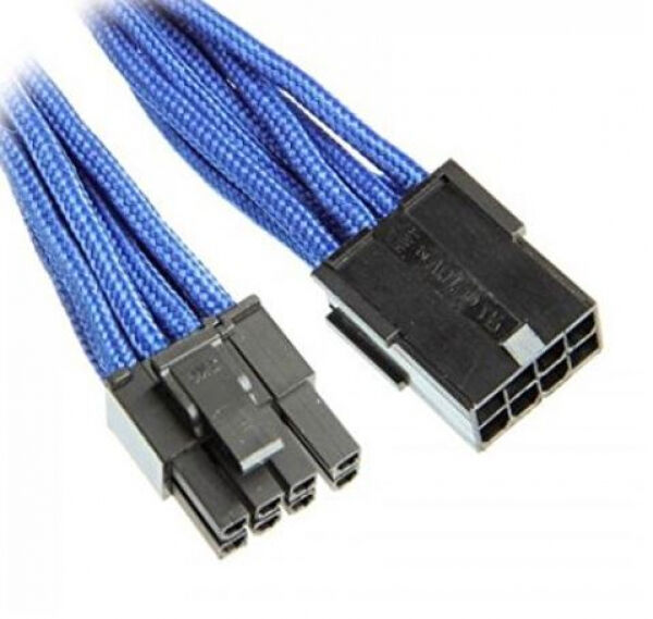 BitFenix 6+2-Pin PCIe Verlängerung 45cm - sleeved blau/schwarz