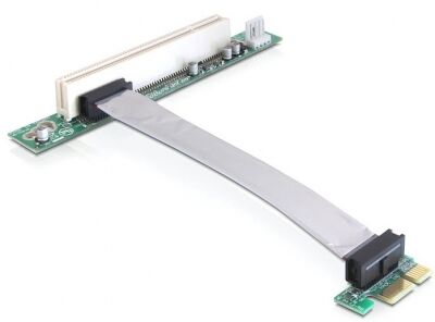 DeLock 41857 - Riser Karte PCI Express x1 > PCI 32Bit 5 V mit flexiblem Kabel 13 cm links gerichtet