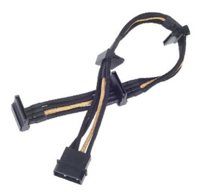 Silverstone ssT-PP07-BTSBG - 1 x 4pin to 4 x SATA connectors - Black/Gold