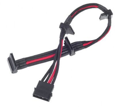 Silverstone ssT-PP07-BTSBR - 1 x 4pin to 4 x SATA connectors - Black/Red