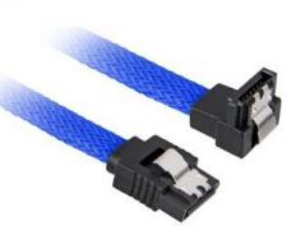 Sharkoon SATA3-Kabel 90 Grad gewinkelt - blau gesleevt - 0.45m