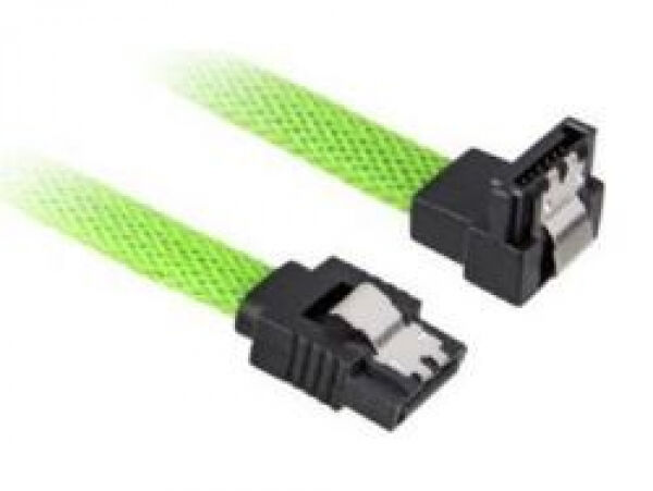 Sharkoon SATA3-Kabel 90 Grad gewinkelt - grün gesleevt - 0.6m