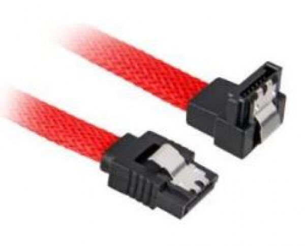 Sharkoon SATA3-Kabel 90 Grad gewinkelt - rot gesleevt - 0.6m