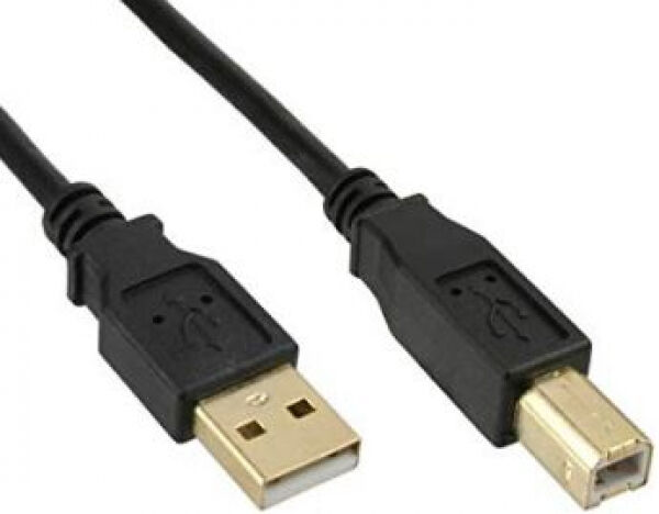 InLine 34550S - USB 2.0 Kabel, A an B, schwarz, Kontakte gold, 10m