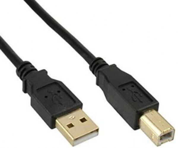 InLine 34510S - USB 2.0 Kabel, A an B, schwarz, Kontakte gold, 1m