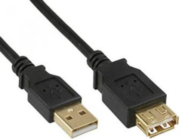 InLine 34610S - USB 2.0 Verlängerung, Stecker / Buchse, Typ A, schwarz, Kontakte gold, 1m