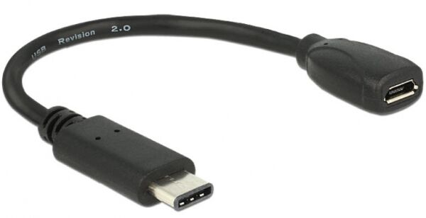 DeLock 65578 - Adapterkabel USB Type-C 2.0 Stecker > USB 2.0 Typ Micro-B Buchse 15 cm