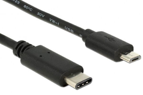 DeLock 83602 - Kabel USB Type-C 2.0 Stecker > USB 2.0 Typ Micro-B Stecker 1 m