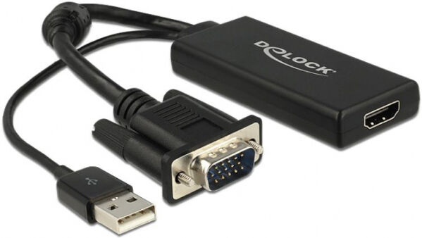 DeLock 62668 - VGA zu HDMI Adapter mit Audio - Schwarz