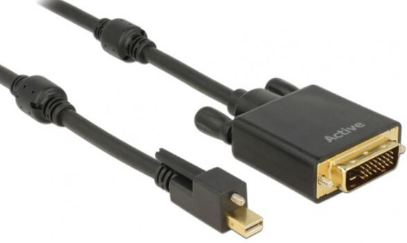 DeLock 83727 - Kabel mini Displayport 1.2 Stecker mit Schraube > DVI Stecker 4K Aktiv schwarz 3 m