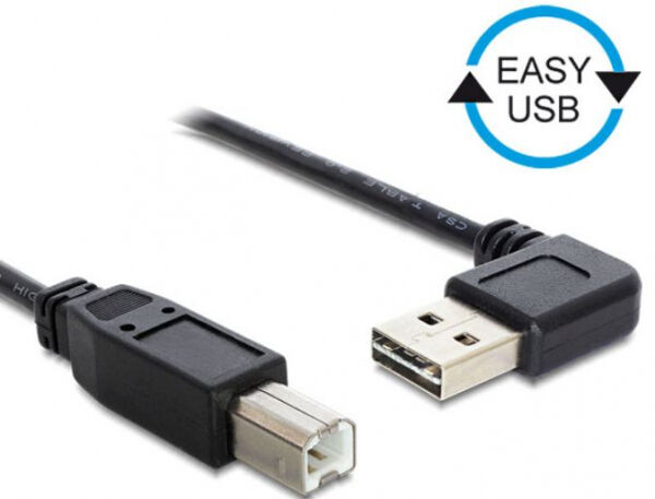 DeLock 83375 - Kabel EASY-USB 2.0-A Stecker links/rechts gewinkelt > USB 2.0-B Stecker 2 m