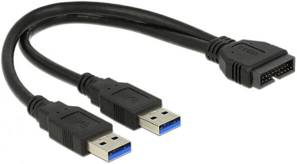 DeLock 83910 - Kabel USB 3.0 Pfostenstecker > 2 x USB 3.0 Typ-A Stecker 25 cm