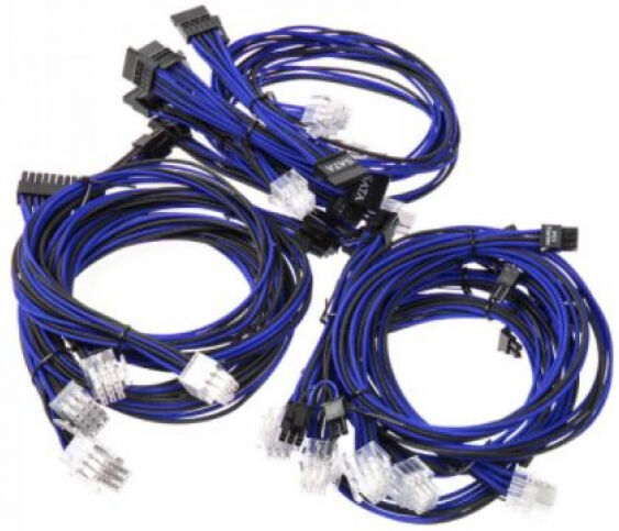 Super Flower Sleeve Cable Kit - schwarz/blau