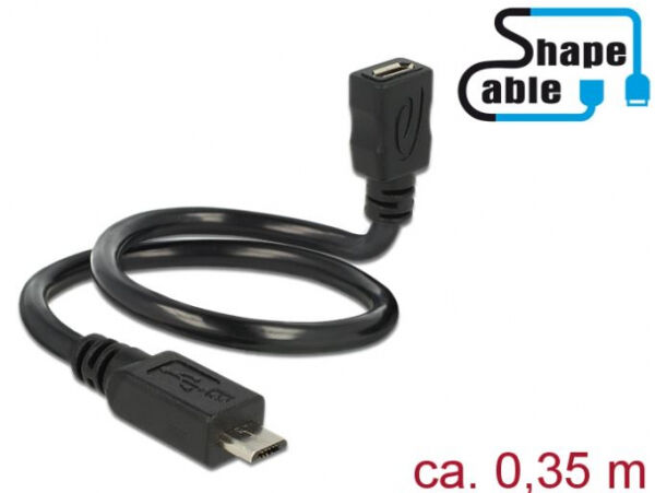 DeLock 83924 - Kabel USB 2.0 Micro-B Stecker > USB 2.0 Micro-B Buchse OTG ShapeCable - 0.35 m