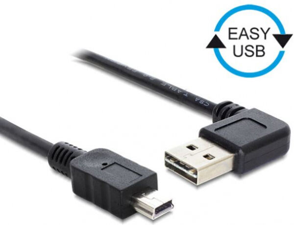 Delock 83381 - USB Kabel A -> Mini-B St/St 5.00m 90 Grad sw