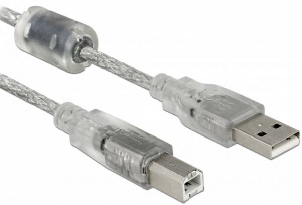 Delock 83896 - USB Kabel A -> B St/St 5.00m transparent