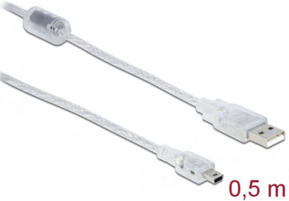 Delock 83904 - USB Kabel A -> Mini-B St/St 0.50m transparent