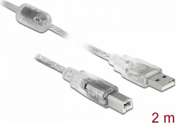 Delock 83894 - USB Kabel A -> B St/St 2.00m transparent