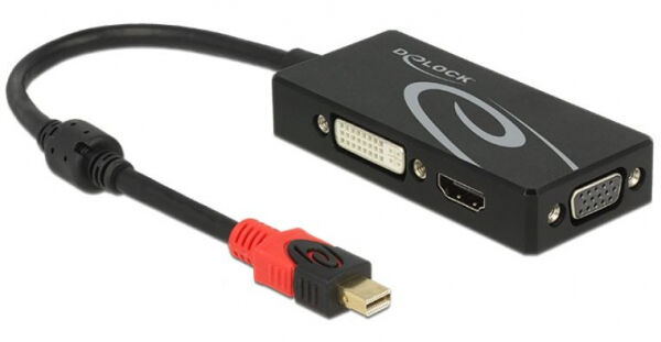 DeLock 62855 - Adapter mini Displayport 1.2 Stecker > VGA / HDMI / DVI Buchse 4K Passiv schwarz