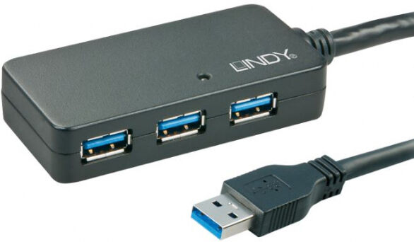 Lindy 43159 - USB 3.0 Aktivverlängerungs-Hub Pro 10m 4 Port 8m Segment